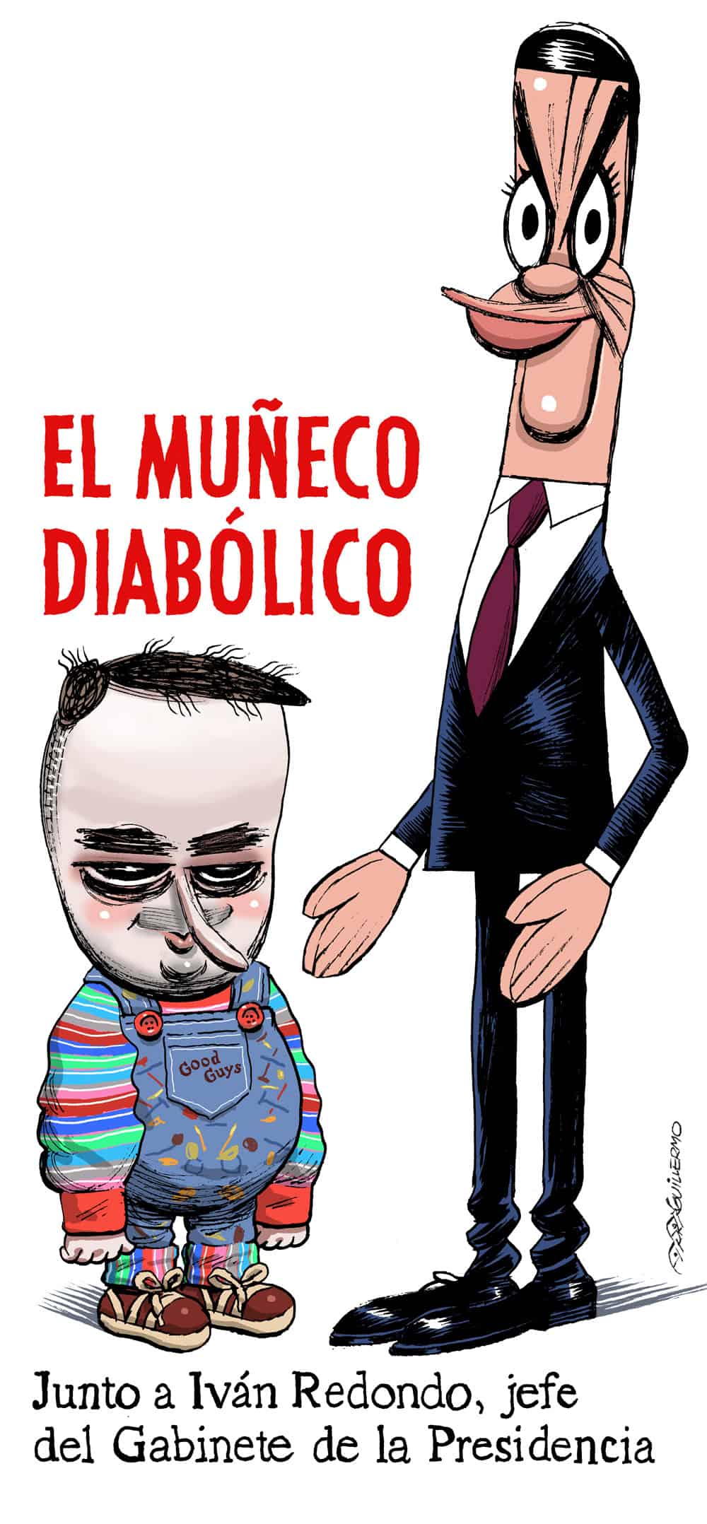 El muñeco diabólico junto a Iván Redondo.