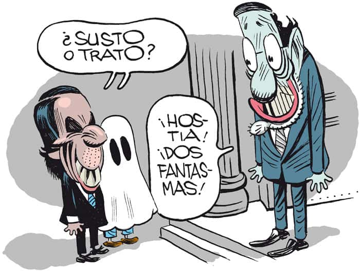 Aznar y un niño disfrazado con una sábana llaman a la puerta de La Moncloa y abre Rajoy.